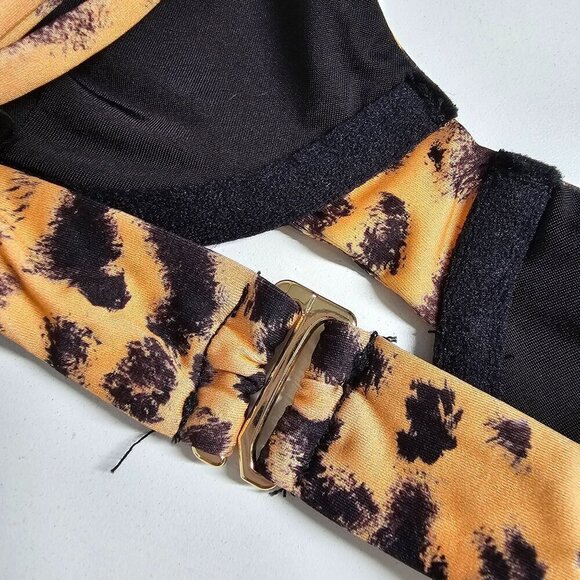 Beach Riot Camilla Bikini Top Peach Leopard Wire Adjustable Travel Womens XS NWT - Picture 4 of 9